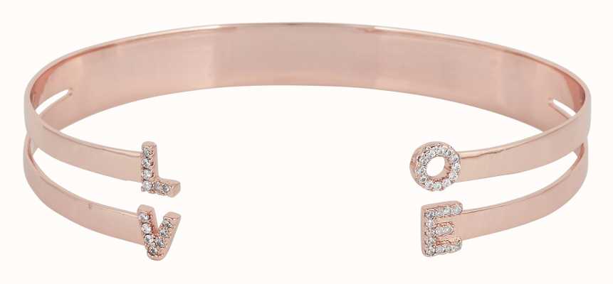 Mya Bay Rose Gold PVD Plated "love" Bangle With Stones JC-LO-01.P