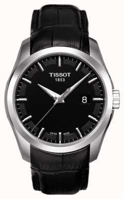 Tissot Men's Coutourier Black Dial Black Leather Strap Date T0354101605100