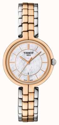 Tissot Women's Flamingo Rose Gold Plated MOP Dial Two Tone Bracelet T0942102211100
