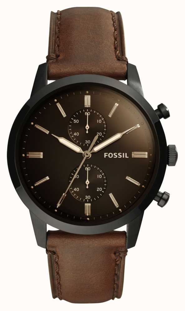 Fossil Men s Townsman Black Chronograph Dial Brown Leather