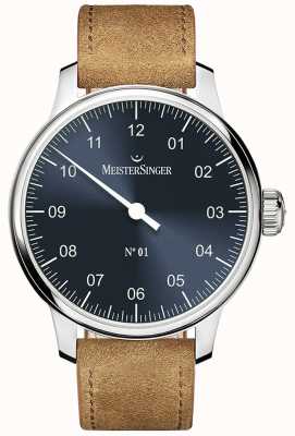 MeisterSinger No. 1 40mm And Wound Sellita Suede Cognac Strap DM317