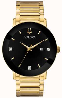 Bulova Men's Modern Watch Gold Toned Bracelet Black Dial 97D116