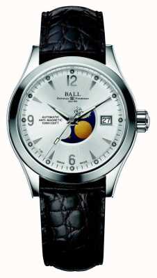 Ball Watch Company Ohio Moon Phase Automatic Silver Date Display Leather Strap NM2082C-LJ-SL
