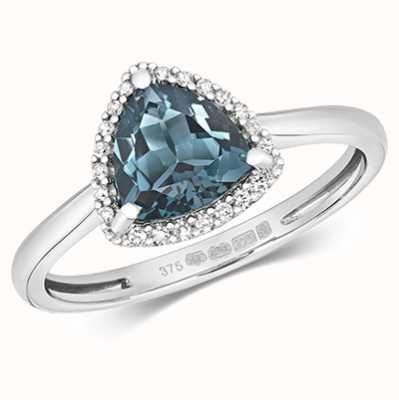 James Moore TH 9k White Gold Diamond London Blue Topaz Ring Rd453wlb