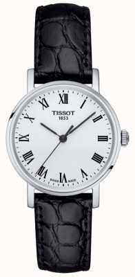 Tissot Women's Classic Everytime Black Leather Strap White Dial T1092101603300
