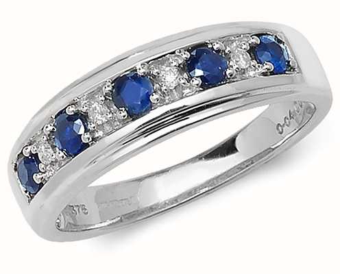 James Moore TH 9k White Gold Diamond Sapphire Half Eternity Ring RD275WS