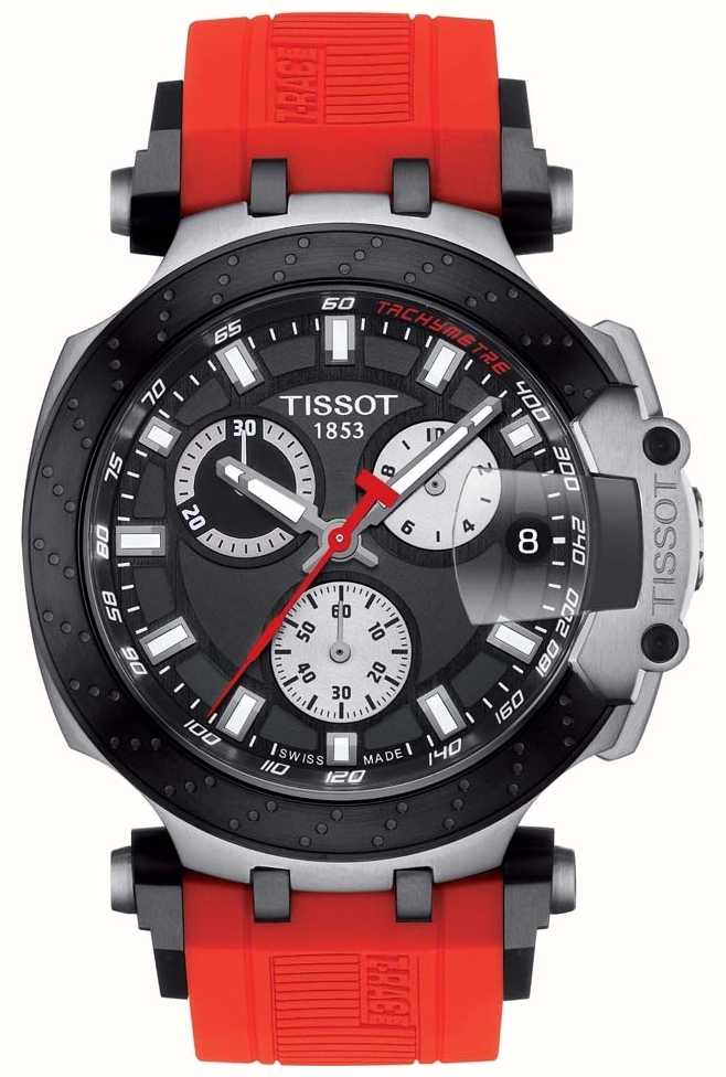 Tissot Men's T-Race Quartz Chrono Red Strap Black Dial