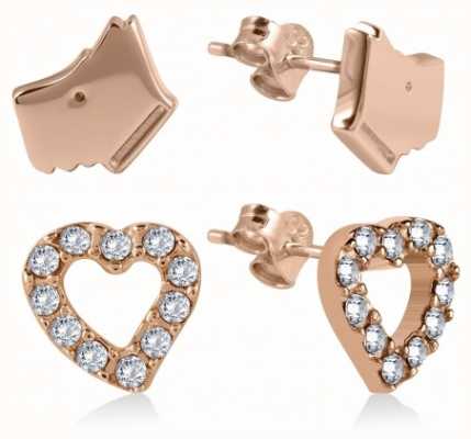 Radley Jewellery Rose Gold Stone Set Heart And Dog Head Earrings RYJ1036B