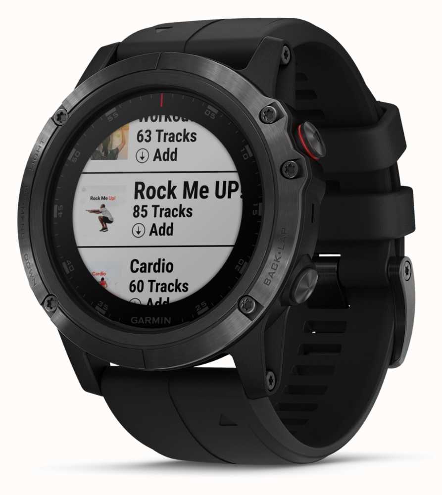 Garmin Fenix 5X Plus Sapphire Black Rubber Strap 010-01989-01 - First ...