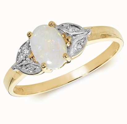 James Moore TH 9k Yellow Gold Diamond Opal Ring RD299O