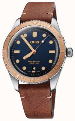 ORIS | Divers Sixty-Five | Dark Brown Leather | Blue Dial | 01 733 7707 4355-07 5 20 45