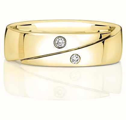 James Moore TH 9k Yellow Gold Crossover Diamond Set Band RD715
