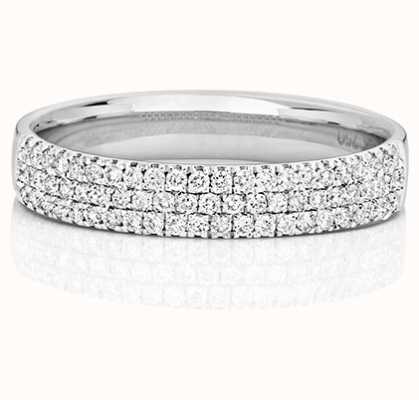 James Moore TH 18k White Gold 3 Row Diamond Ring RDQ730W