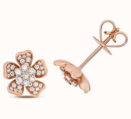 James Moore TH 18k Rose Gold Diamond Flower Stud Earrings EDQ316R