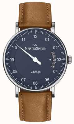 MeisterSinger | Men's Vintago | Automatic | Brown Leather | Blue Dial VT908