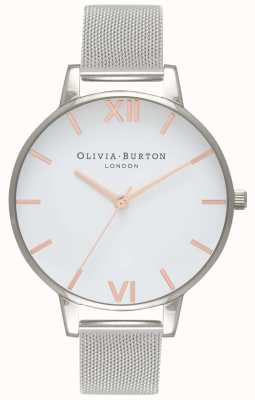 Olivia Burton | Women's | White Dial | Silver Mesh Bracelet | OB16BD97