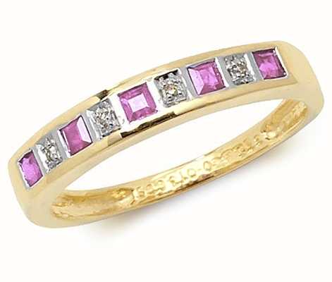 James Moore TH 9k Yellow Gold Pink Sapphire and Diamond Ring RD217PS