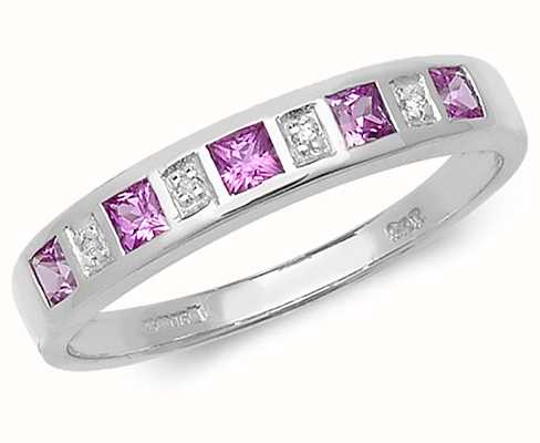 James Moore TH 9k White Gold Pink Sapphire and Diamond Ring RD217WPS