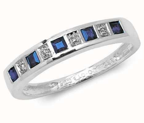 James Moore TH 9k White Gold Blue Sapphire and Diamond Ring RD217WS