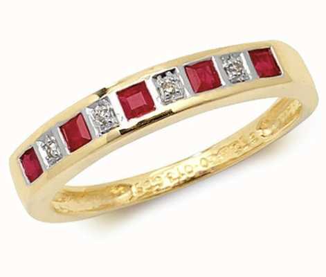 James Moore TH 9k Yellow Gold Ruby and Diamond Ring RD217R