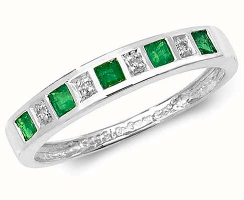 James Moore TH 9k White Gold Emerald and Diamond Ring RD217WE