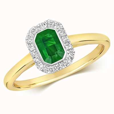 James Moore TH 9k Yellow Gold Emerald Diamond Cluster Ring RD410E