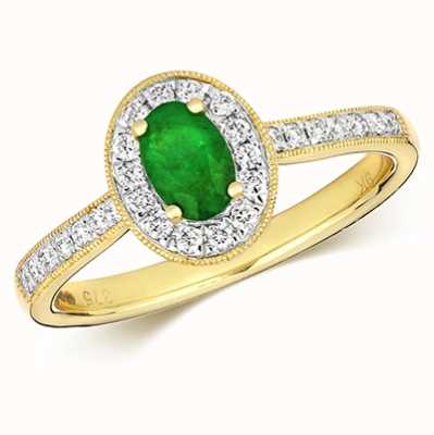 James Moore TH 9k Yellow Gold Emerald Diamond Oval Ring RD416E