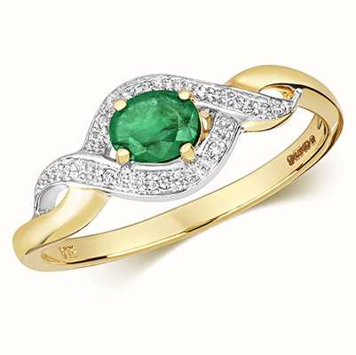 James Moore TH 9k Yellow Gold Emerald Diamond Oval Ring RD435E