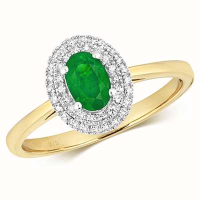 James Moore TH 9k Yellow Gold Emerald Diamond Oval Ring RD448E