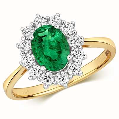James Moore TH 9k Yellow Gold Emerald Diamond Cluster Ring RDQ431E