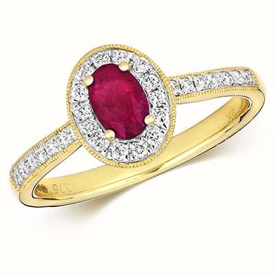 James Moore TH 9k Yellow Gold Ruby Diamond Oval Ring RD416R