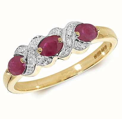 James Moore TH 9k Yellow Gold Oval Ruby Diamond Ring RD294R