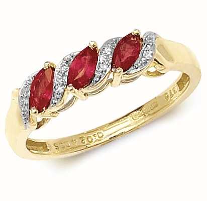 James Moore TH 9k Yellow Gold Ruby Diamond Ring RD274R