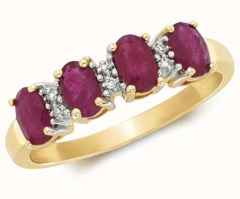 James Moore TH 9k Yellow Gold 4 Ruby Diamond Ring RD258R
