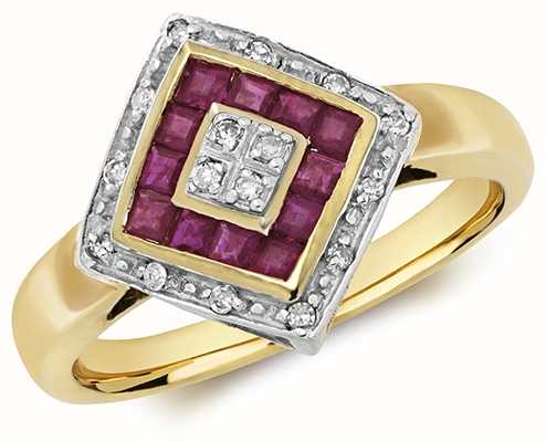 James Moore TH 9k Yellow Gold Ruby Diamond Ring RD227R
