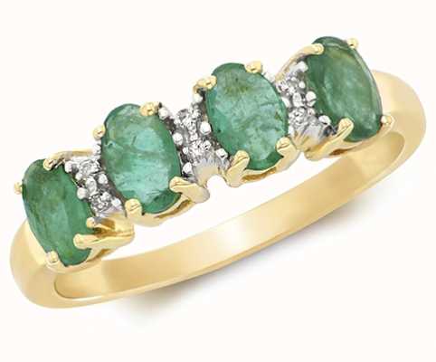 James Moore TH 9k Yellow Gold 4 Emerald Diamond Ring RD258E