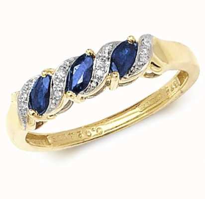 James Moore TH 9k Yellow Gold Sapphire Diamond Ring RD274S