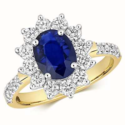 James Moore TH 9k Yellow Gold Sapphire Diamond Set Shoulders Ring RD283S