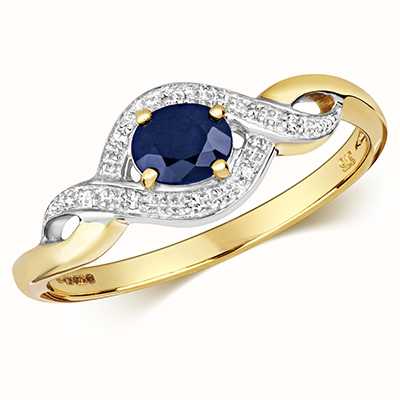James Moore TH 9k Yellow Gold Sapphire Diamond Ring RD435S