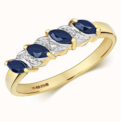 James Moore TH 9k Yellow Gold Marquise Sapphire Diamond Ring RD465S