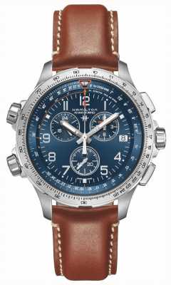 Hamilton | Khaki Aviation X-Wind GMT | Blue Dial | Brown Leather | H77922541