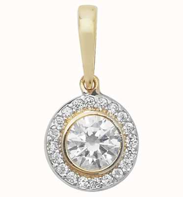 James Moore TH 9ct Gold Cz Round Cluster Pendant PN1014