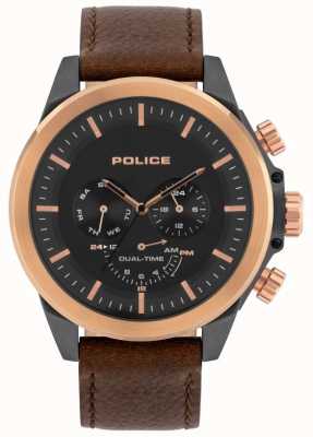 Police | Men's Belmont | Brown Leather Strap | Black Dial | 15970JSUR/02