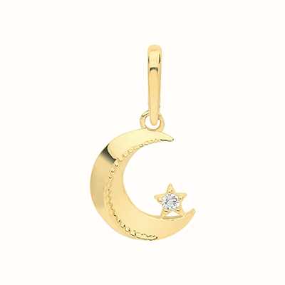 James Moore TH 9k Yellow Gold  Star Moon Cubic Zirconia Pendant Only PN1129