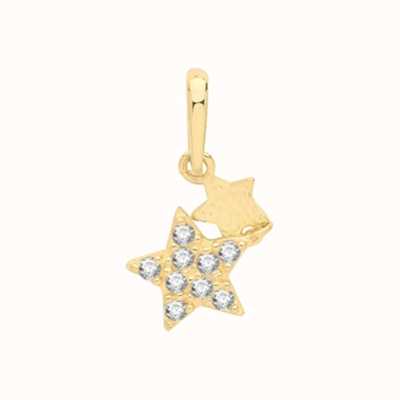James Moore TH 9ct Yellow Gold Star Double Drop Pendant Only PN1144