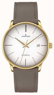 Junghans Meister Automatic Brown Leather White Dial PVD gold Plated 27/7052.00