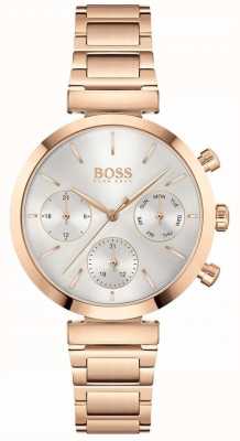 BOSS Flawless | Women's Rose Gold PVD Bracelet | Silver Dial 1502531