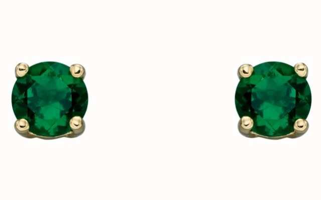 Elements Gold 9ct Yellow Gold Emerald Cz May Birthstone Studs GE2330