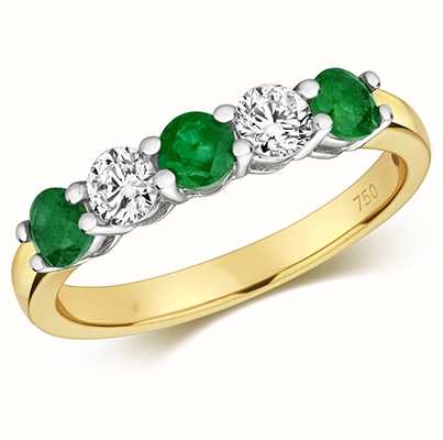 James Moore TH 18ct Yellow Gold Emerald And Diamond Claw Set eternity Ring RDQ444E