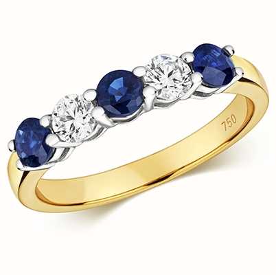 James Moore TH 18ct Yellow Gold Sapphire And Diamond Claw Set Eternity Ring RDQ444S